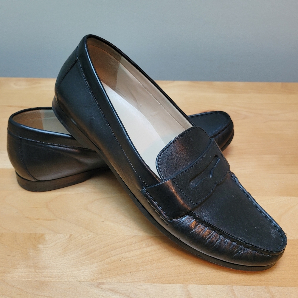 Cole Haan Black Leather Slip-On Penny Loafers